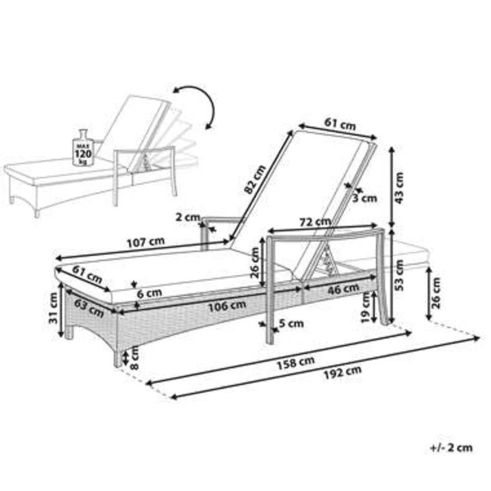 Beliani Tuinligstoel VASTO - Bruin Pe Rotan - Afbeelding 2
