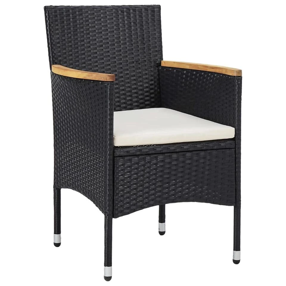 VidaXL Tuinstoelen 2 St Poly Rattan Zwart - Afbeelding 2