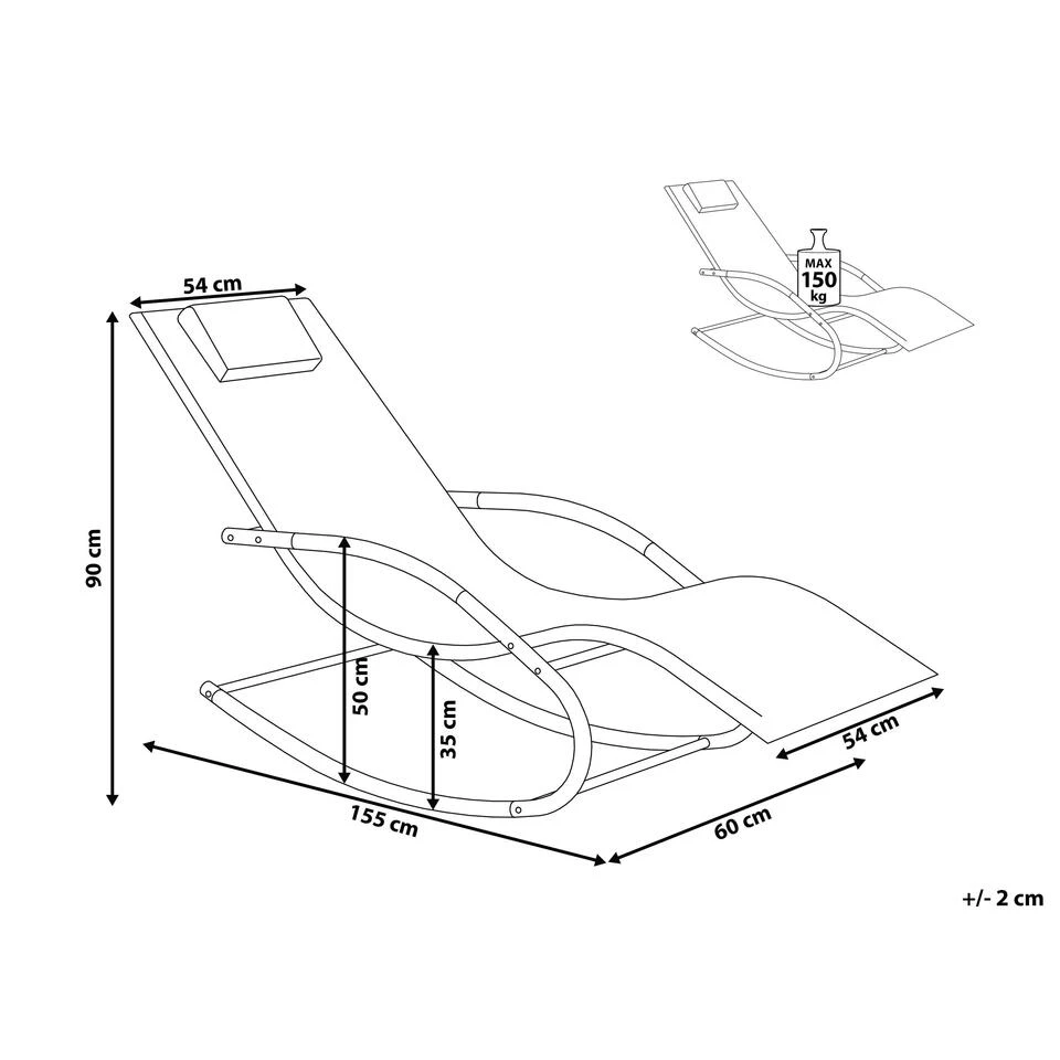 Beliani Tuinligstoel CARANO II - Beige Staal, Textiel - Afbeelding 3
