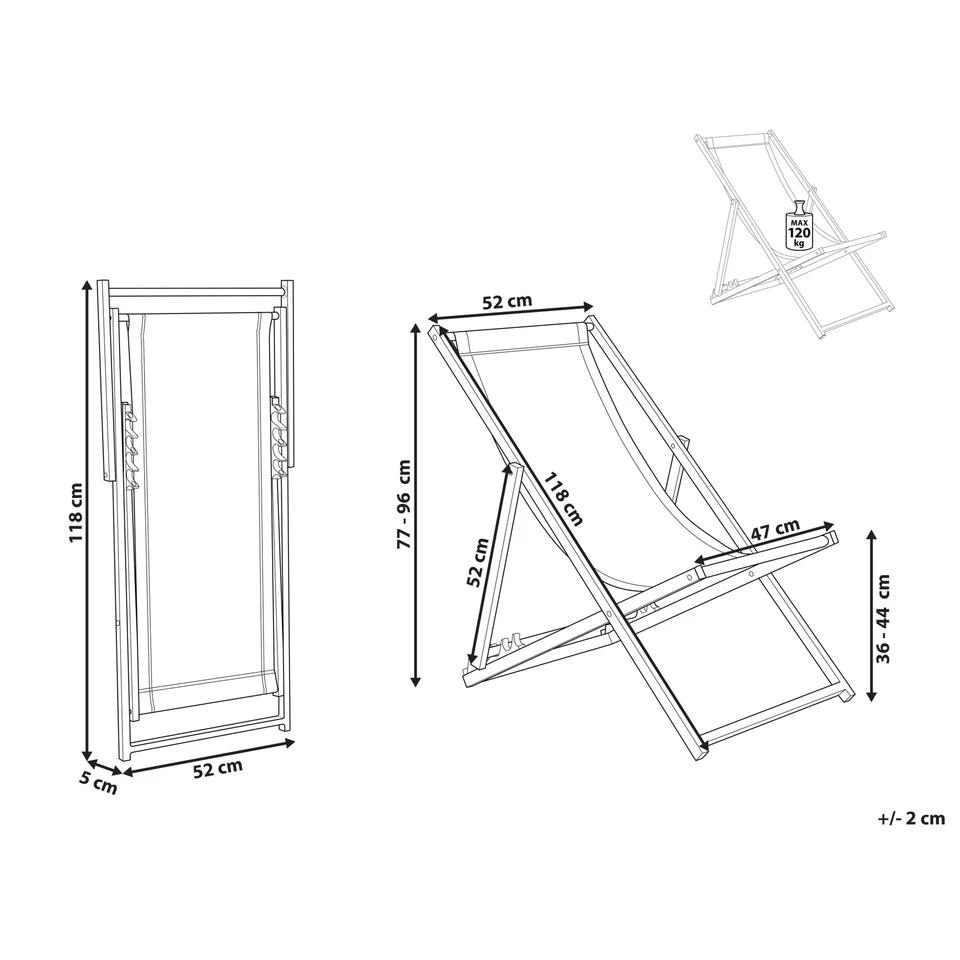 Beliani Tuinligstoel LOCRI - Rood Polyester, Aluminium - Afbeelding 3