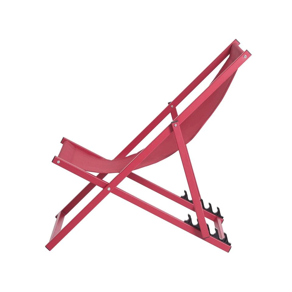 Beliani Tuinligstoel LOCRI - Rood Polyester, Aluminium - Afbeelding 4