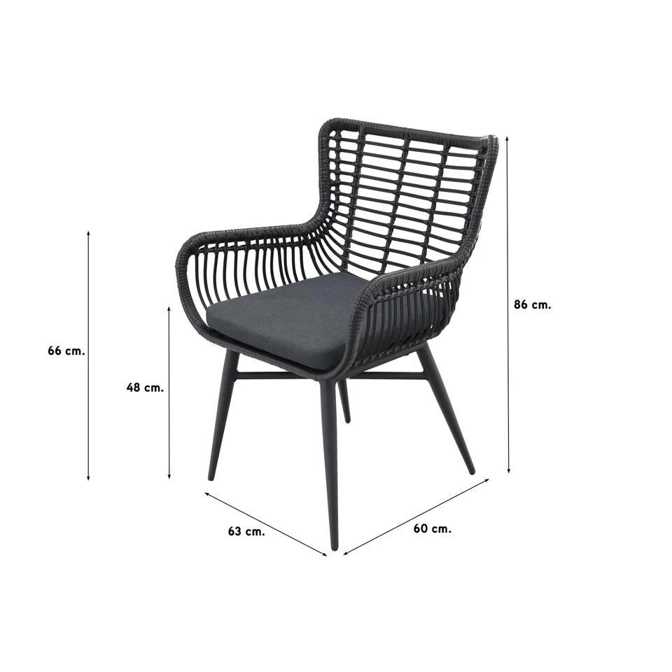 VDG Jasmine Dining Tuinstoel - Black - Afbeelding 2