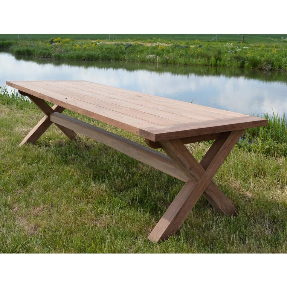 Livingfurn - Tuintafel Table Cross - 100x200x78 - Teakhout - Afbeelding 2