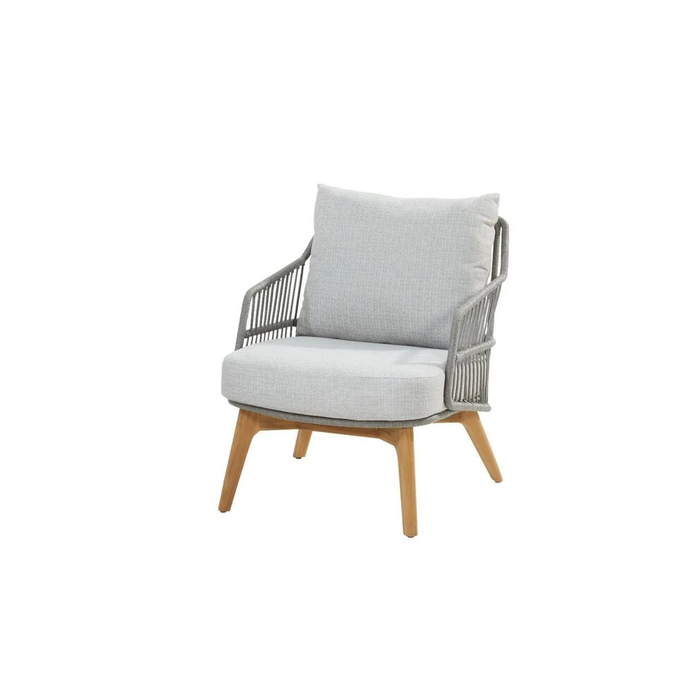 4 Seasons Sempre Loungestoel + Voetenbank - Teak/Silver Grey - Afbeelding 2