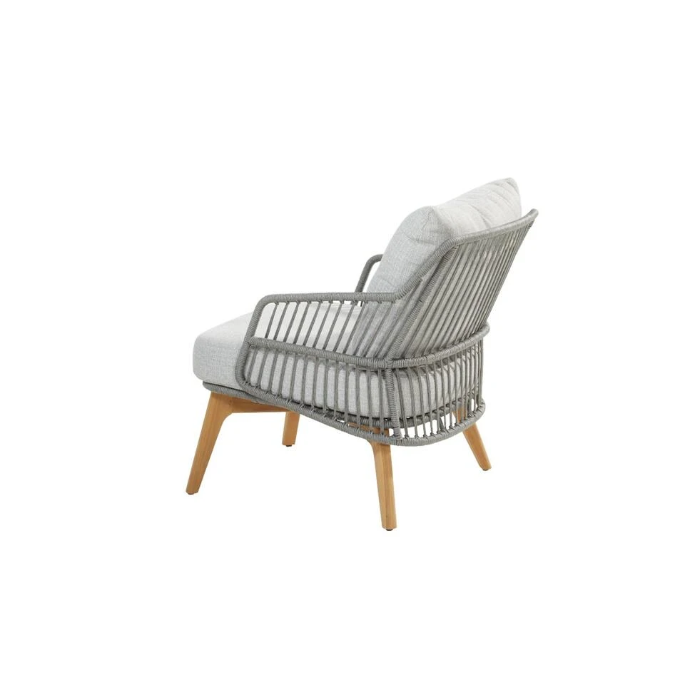 4 Seasons Sempre Loungestoel + Voetenbank - Teak/Silver Grey - Afbeelding 4