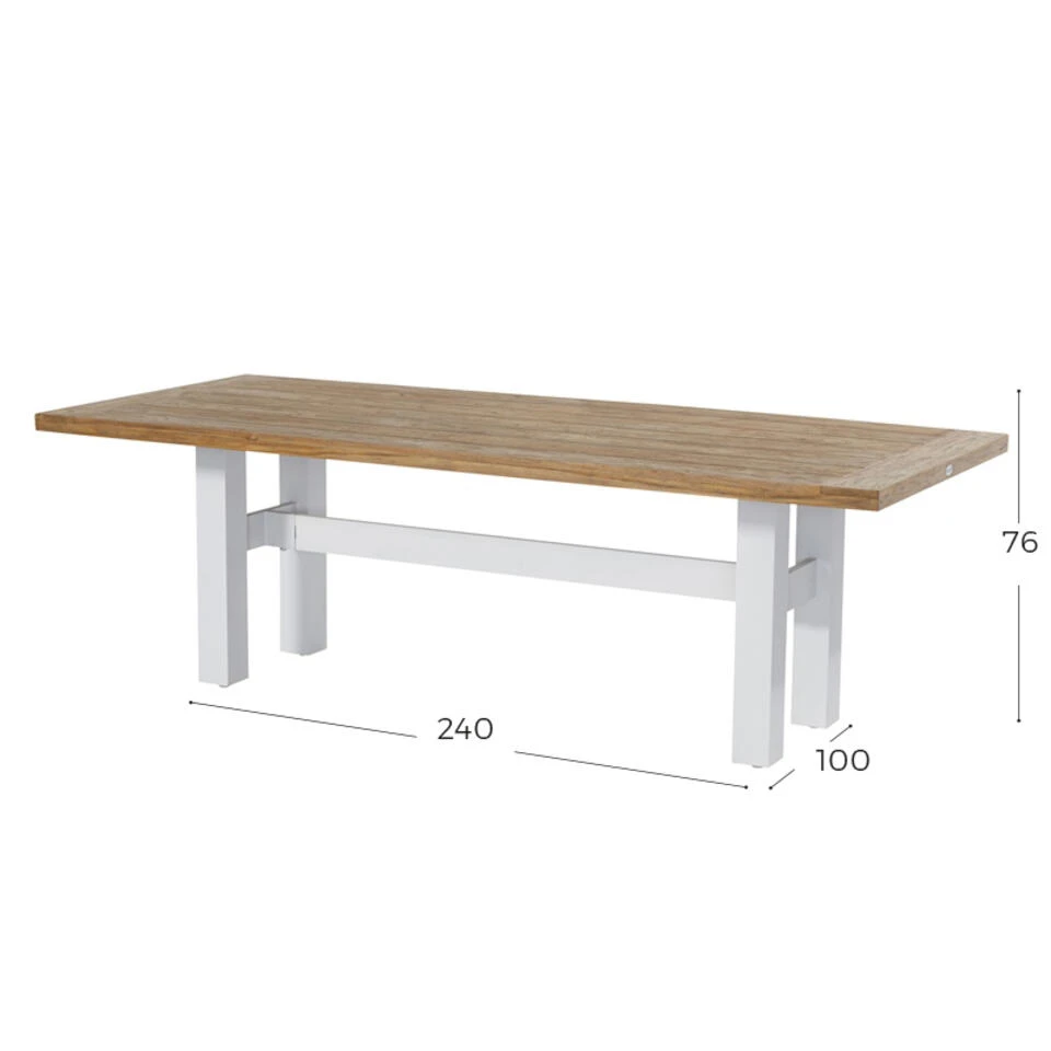 Hartman Yasmani Dining Tuintafel - 240x100 Cm. - White - Afbeelding 2