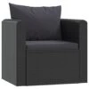 VidaXL Fauteuil Met Kussens Poly Rattan Zwart
