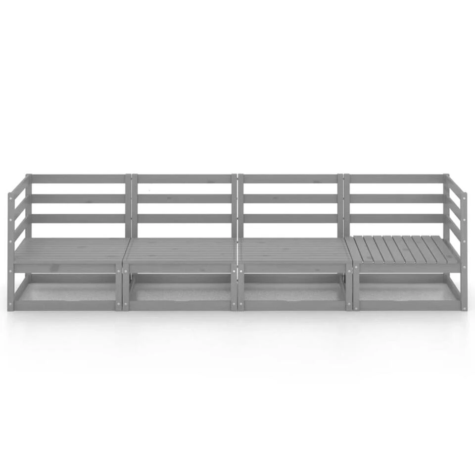 VidaXL Tuinbank 4-zits Massief Grenenhout Grijs - Afbeelding 3