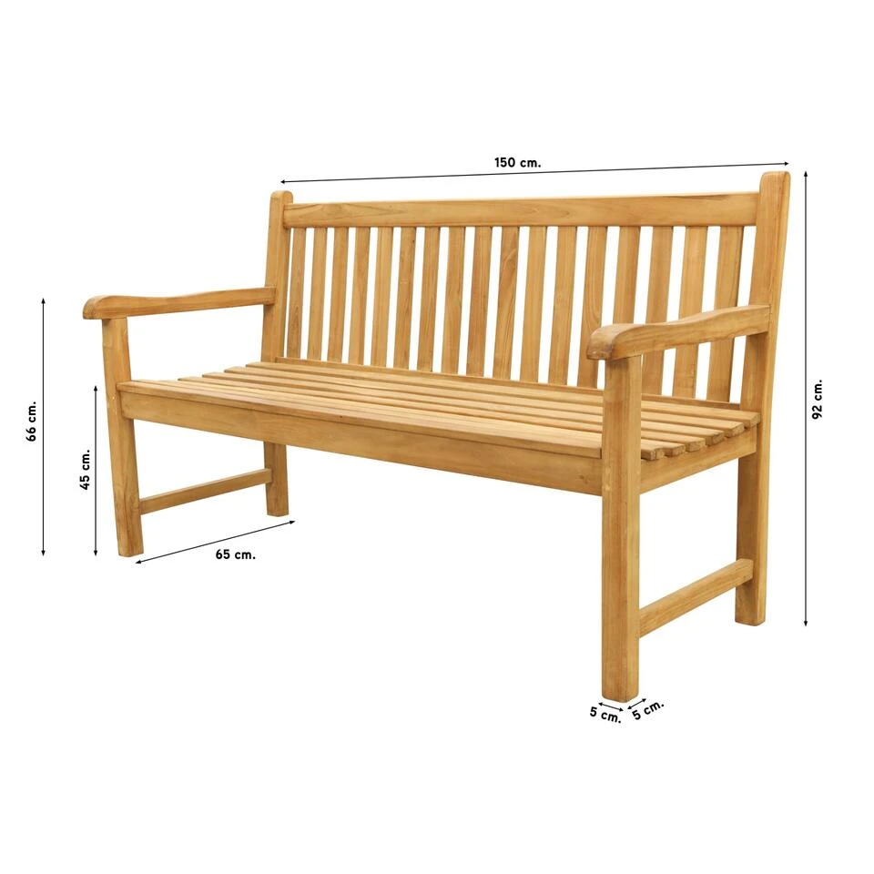 VDG Teak Houten Tuinbank Bison - 150 Cm - Afbeelding 2
