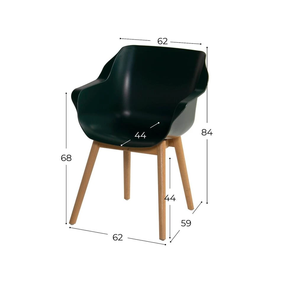 Set Van 2- Hartman Sophie Studio Diningstoel- Night Green- Teak Poot - Afbeelding 2