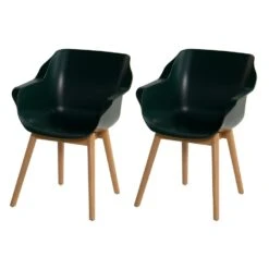 Set Van 2- Hartman Sophie Studio Diningstoel- Night Green- Teak Poot