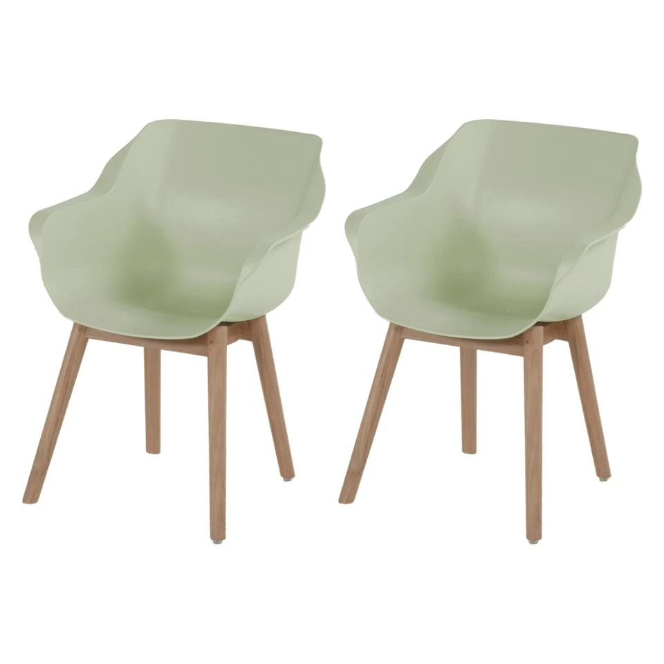 Set Van 2- Hartman Sophie Studio Diningstoel- French Green- Teak Poot