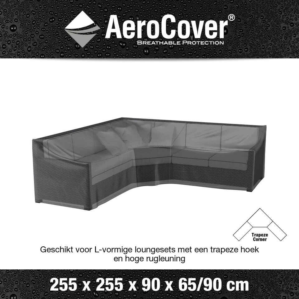 Aerocover Loungesethoes 255x255x90x65 Cm - L-vorm Trapeze - Afbeelding 2