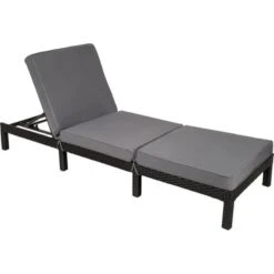 Tectake Wicker Ligstoel Zwart - Ligbed Voor Tuin