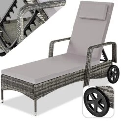 Tectake -ligbed-Wicker Grijs