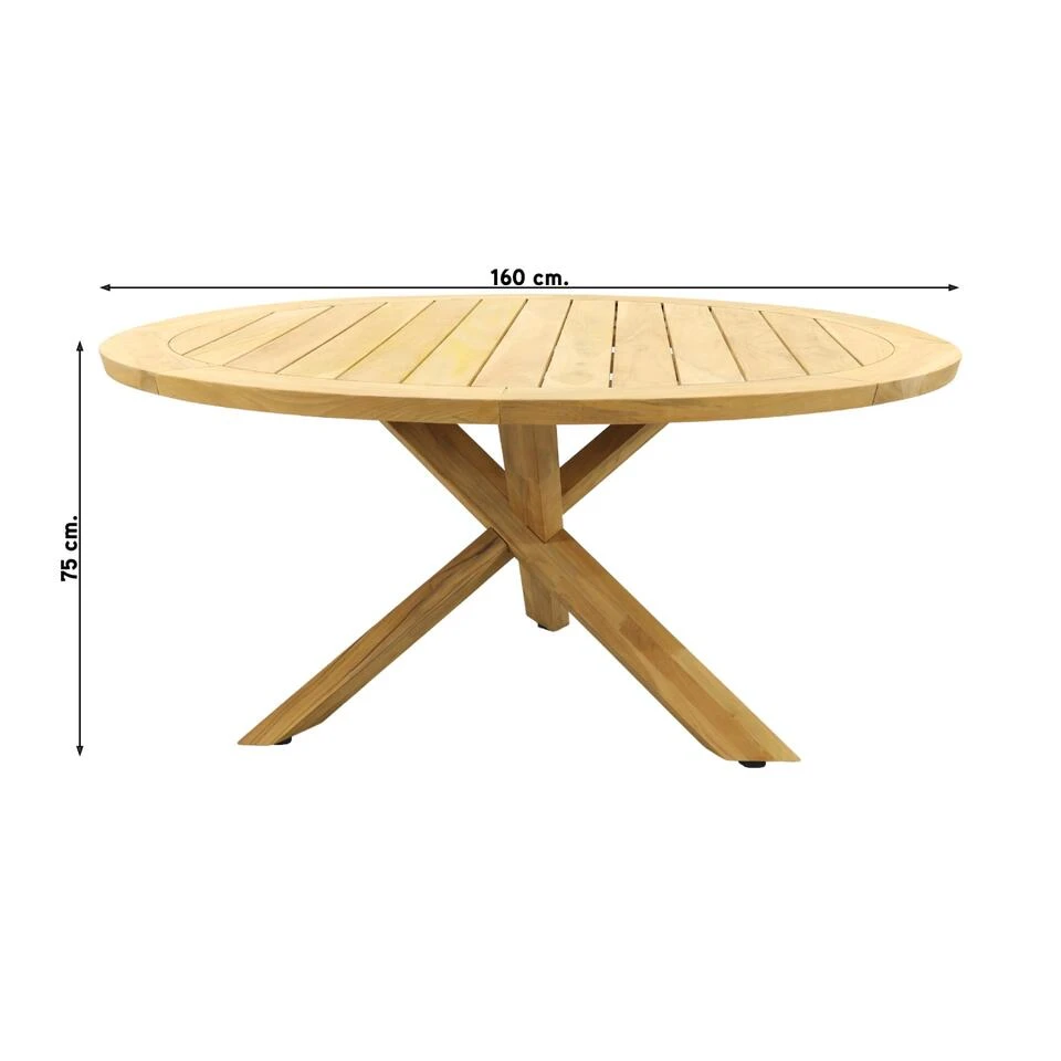 Taste Prado Tuintafel - 160 Cm. Rond - Teakhout - Afbeelding 2