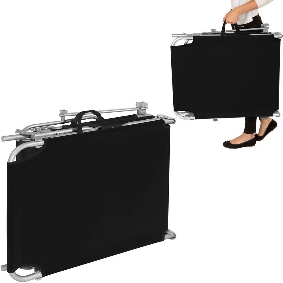 Tectake - 2 Ligbedden Met Zonnedak Ligstoelen Zwart - Afbeelding 4