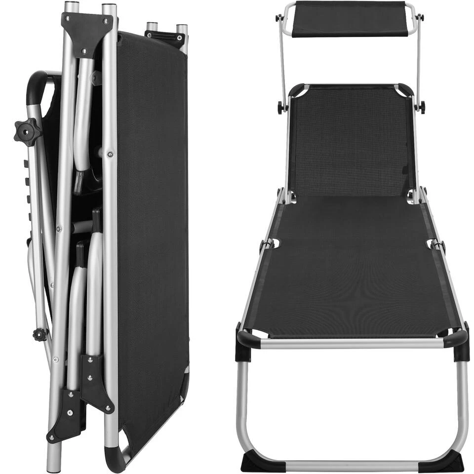 Tectake - Ligbed Zonnestoel Aurelie - Zwart - Afbeelding 4