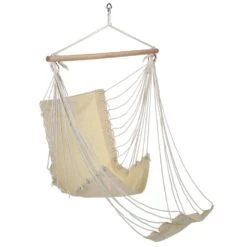 HI Hangstoel Met Voetensteun Katoen Canvas Beige