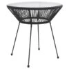 VidaXL Tuintafel Ø70x74 Cm Rattan En Glas Zwart