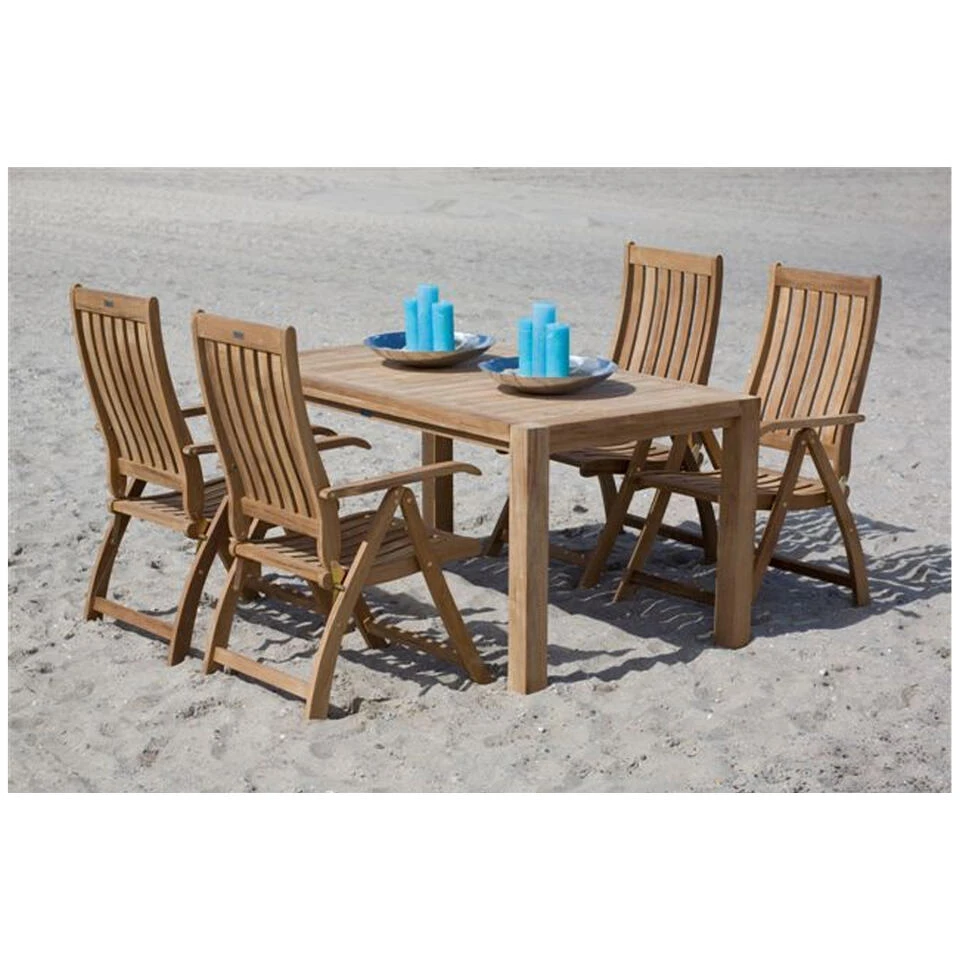 Exotan Verstelbare Tuinstoel Comfort - Teak - Naturel - 109x74x58 - Afbeelding 2