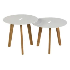 Exotan Bijzettafels Binnen/Buiten Laura - Teak - Wit - Set Van 2