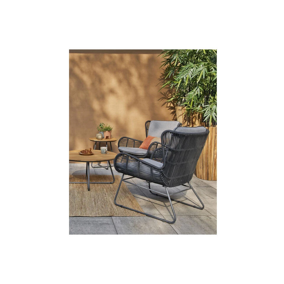 Exotan Loungestoel Outdoor Grace - Touw - Antraciet - Set Van 2 - Afbeelding 2