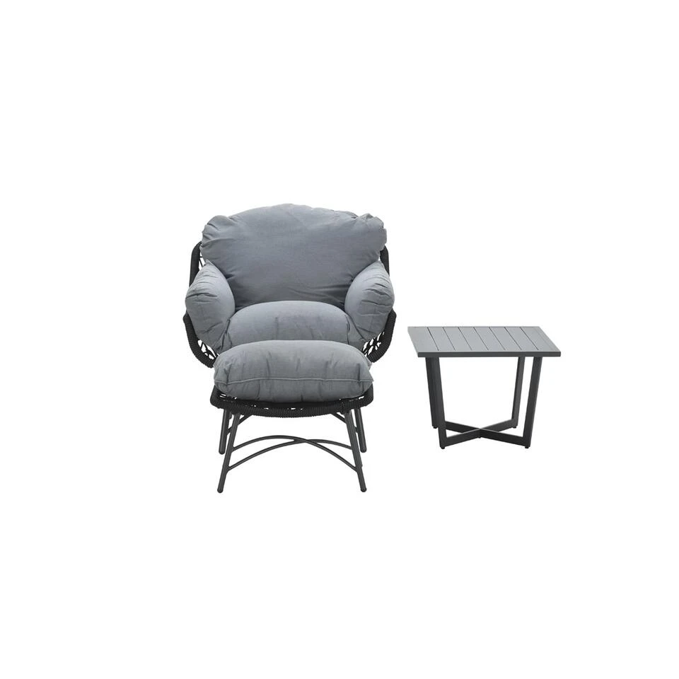 Garden Impressions Selene Loungestoel En Kent Bijzettafel - Zwart