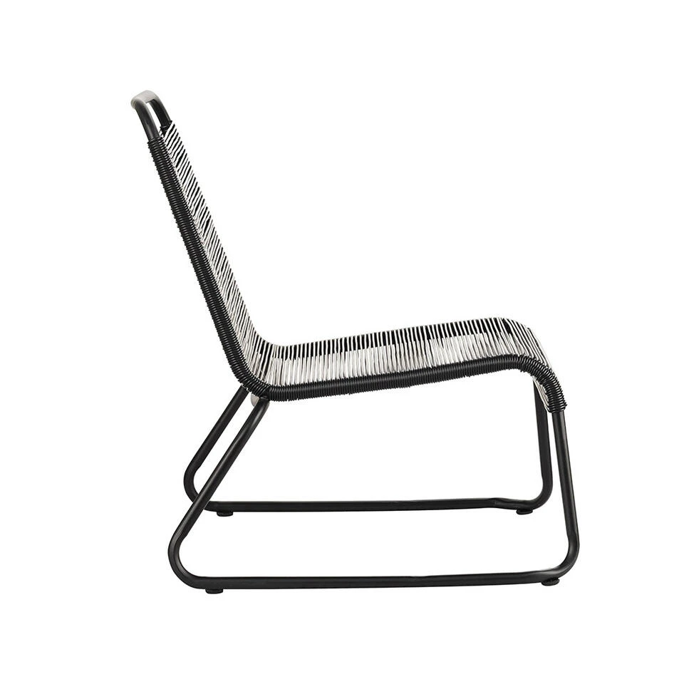 Relax Tuinstoel Met Voetenbank Lia Touw Zwart - 78x70x84 Cm - Touw - Zwart - Afbeelding 4