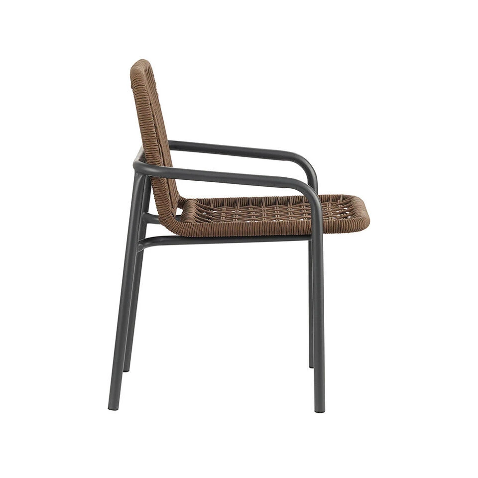 Tuinstoel Met Armleuning Nila Touw Bruin - 58,50x53x76 Cm - Touw - Bruin - Afbeelding 4