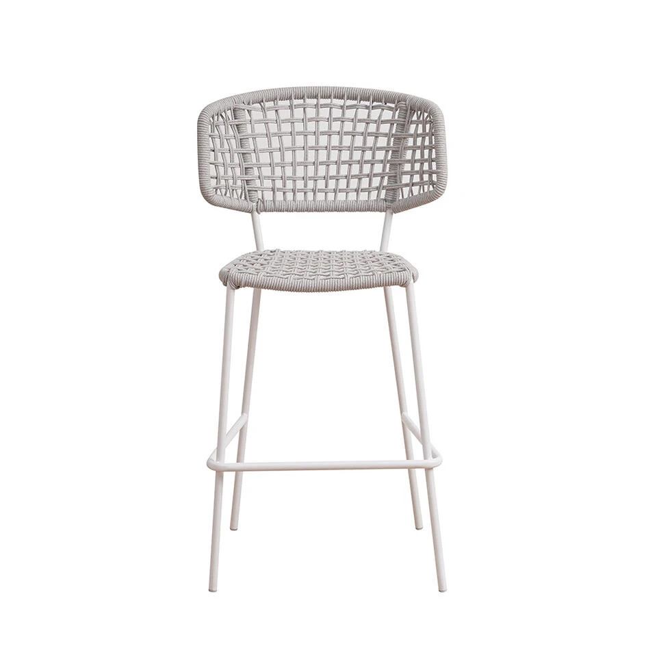 Barkruk Buiten Leslie Touw Wit - 56x58x109 Cm - Touw - Wit - Afbeelding 3