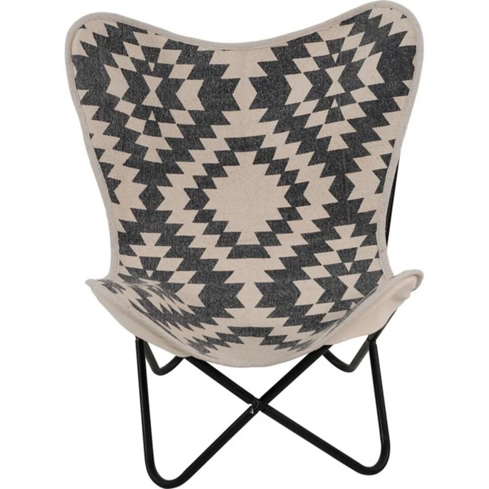 Brent Vlinderstoel Zwart/wit - Leder - Zwart - Afbeelding 2