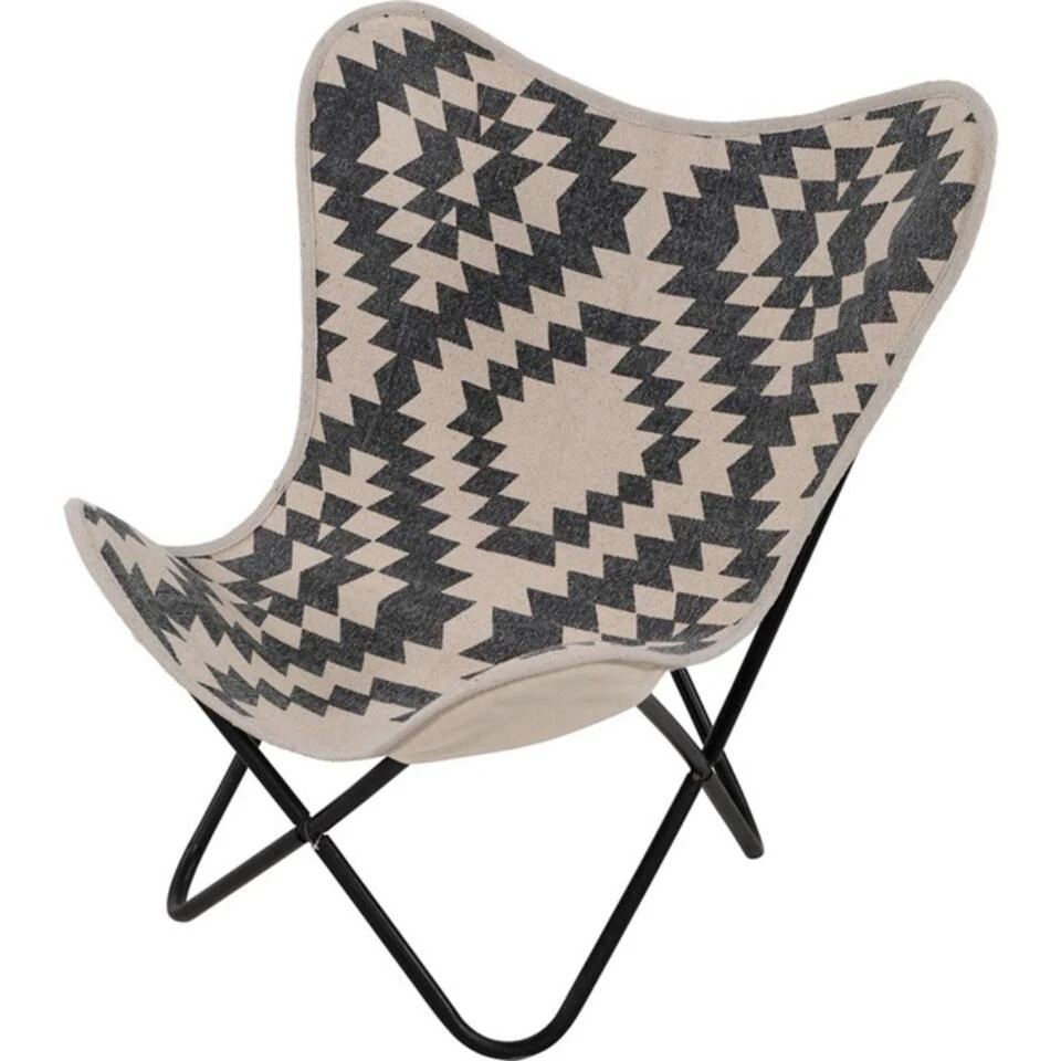 Brent Vlinderstoel Zwart/wit - Leder - Zwart