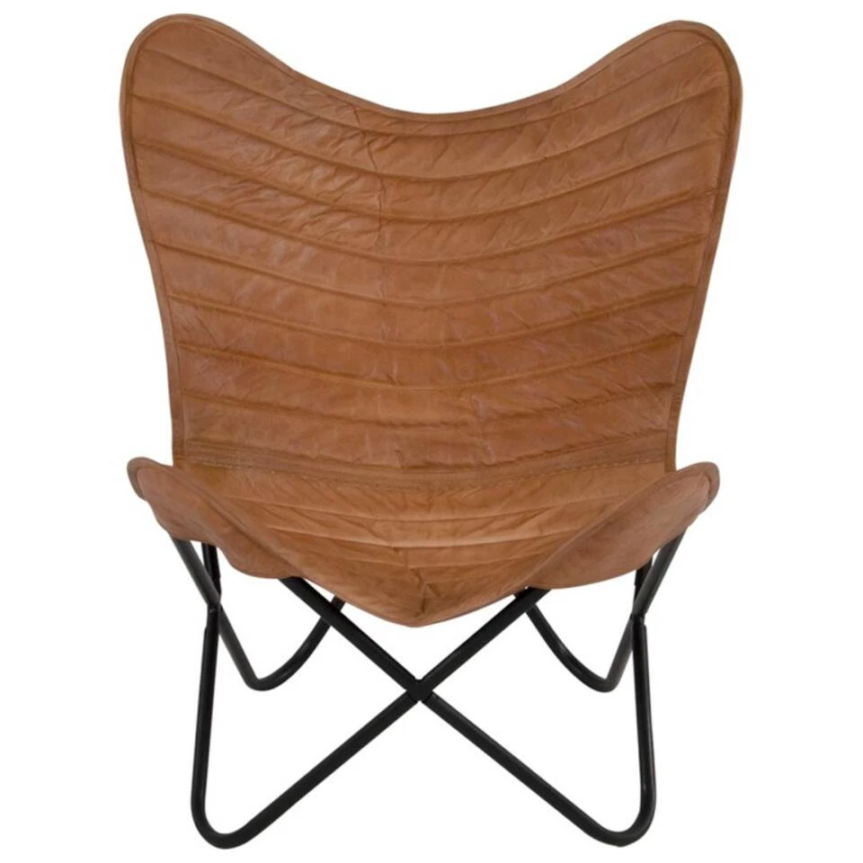 Billy Vlinderstoel Cognac - Leder - Bruin - Afbeelding 2