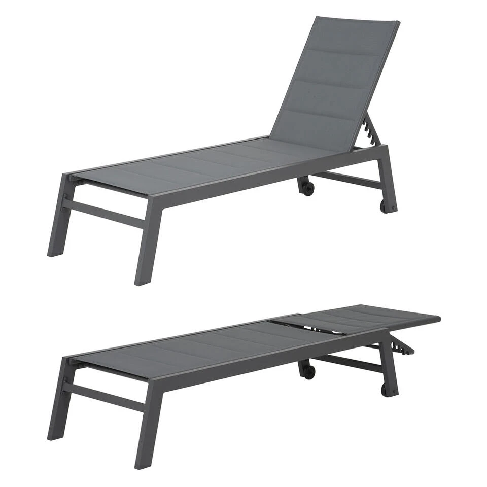 Happy Garden Zonnebedden BARBADOS - Grijs - Aluminium - Afbeelding 2