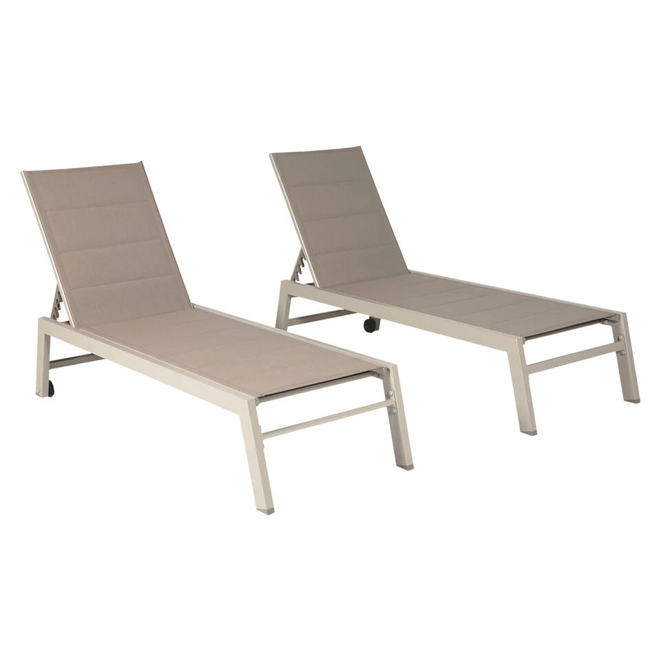 Happy Garden Zonnebedden BARBADOS - Bruin - Aluminium