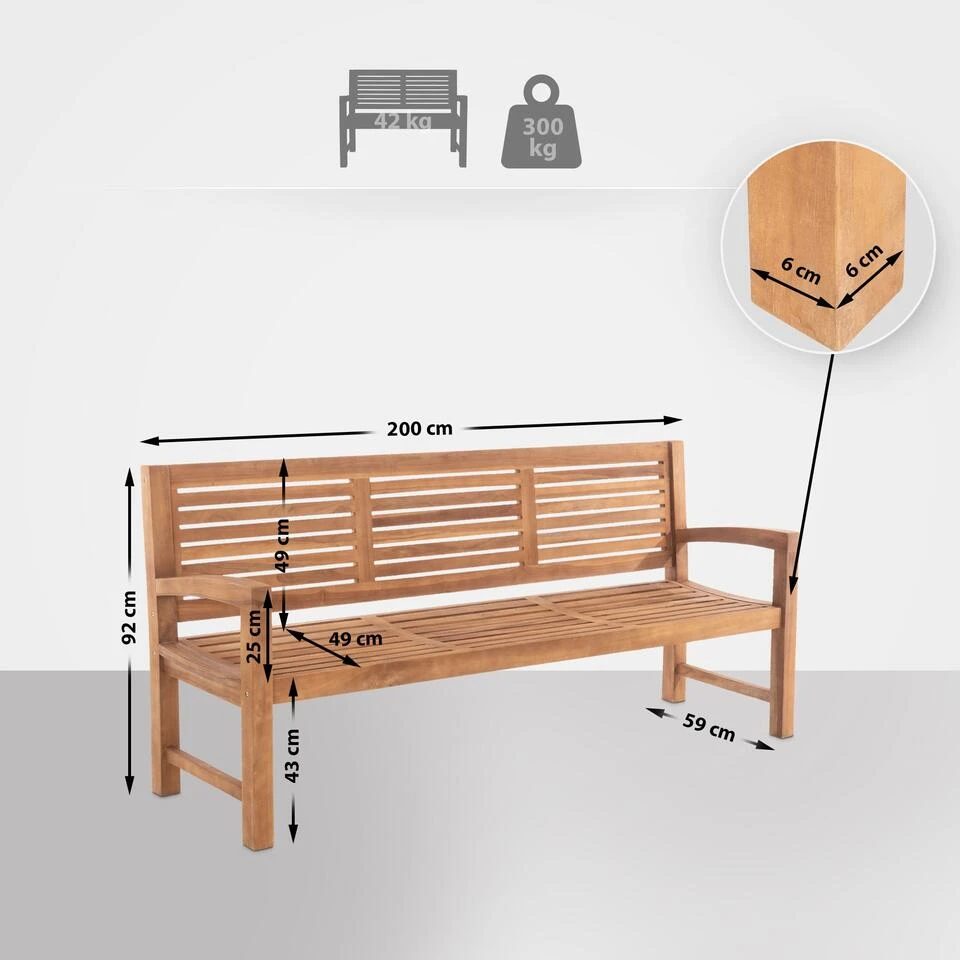 CLP Teakbank Halden 200 Cm - Afbeelding 2