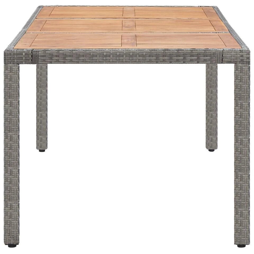 VidaXL Tuintafel 190x90x75 Cm Poly Rattan En Massief Acaciahout Grijs - Afbeelding 2
