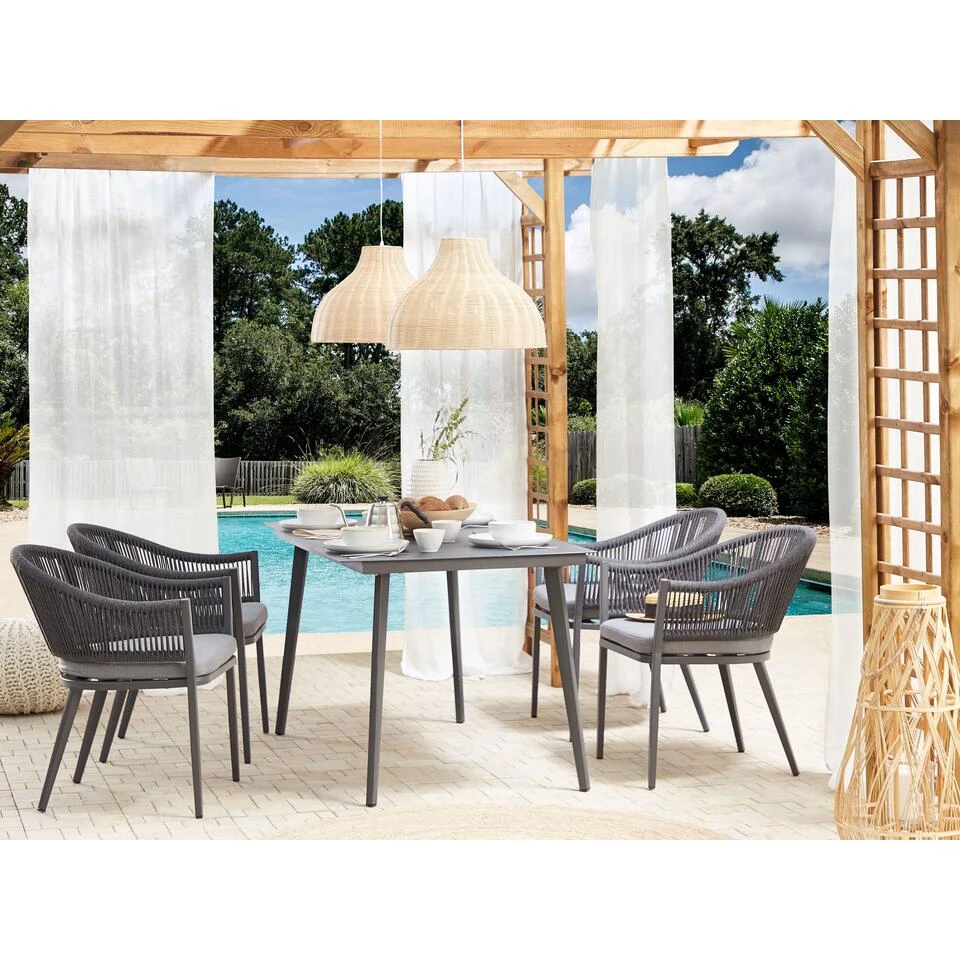 Beliani Eettafel MILETO - Grijs Aluminium - Afbeelding 2