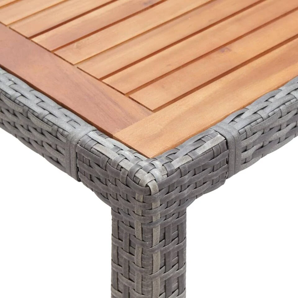 VidaXL Tuintafel 190x90x75 Cm Poly Rattan En Massief Acaciahout Grijs - Afbeelding 4