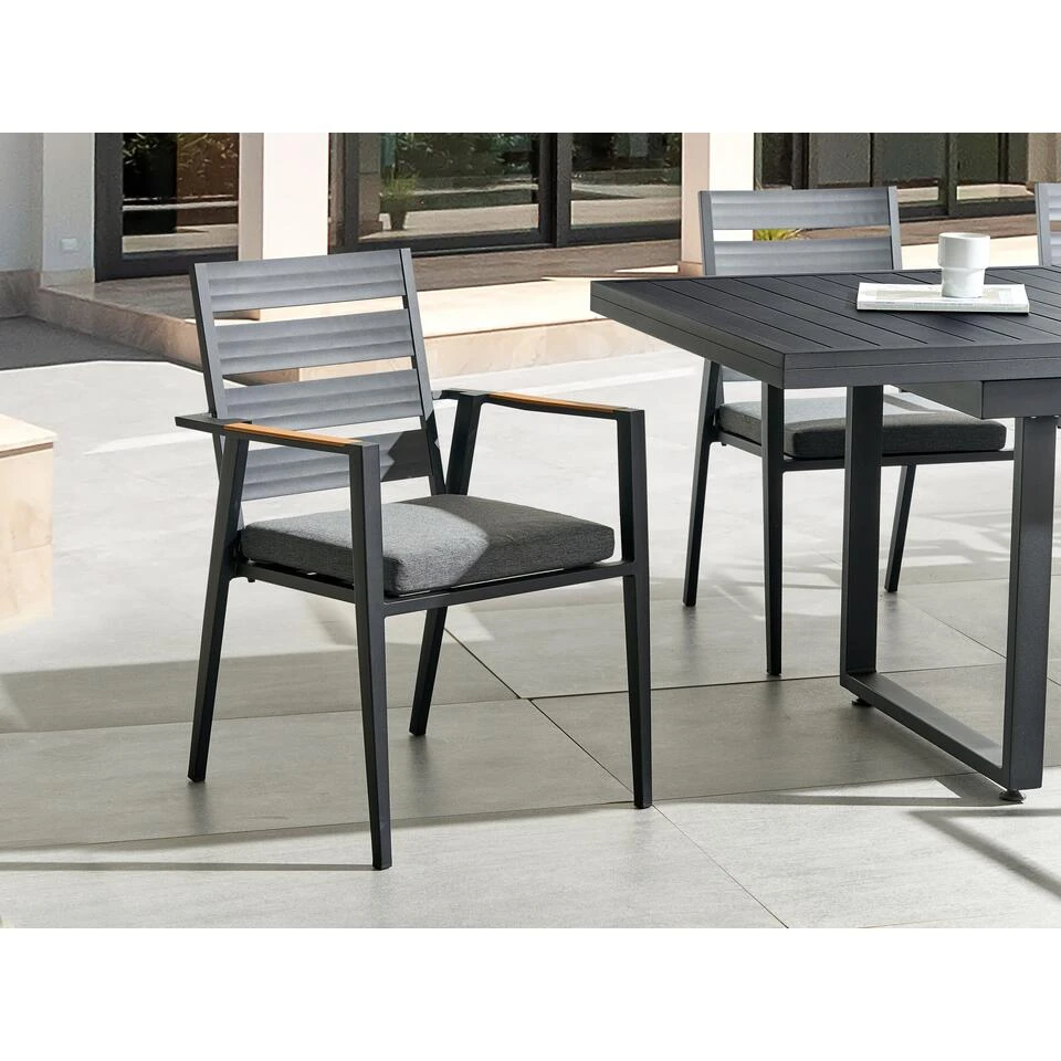 Beliani Tuinstoel TAVIANO - Zwart Aluminium - Afbeelding 4