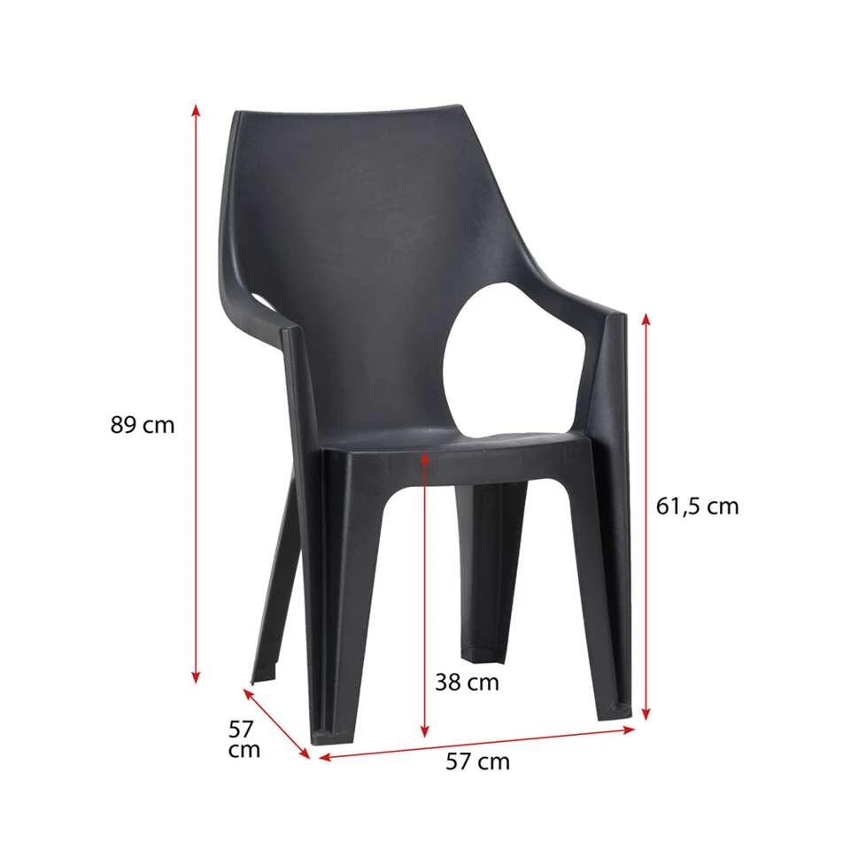 Keter - Stapelstoel Dante Hoge Rug - Donkergrijs - 89x57x57 Cm - Afbeelding 3