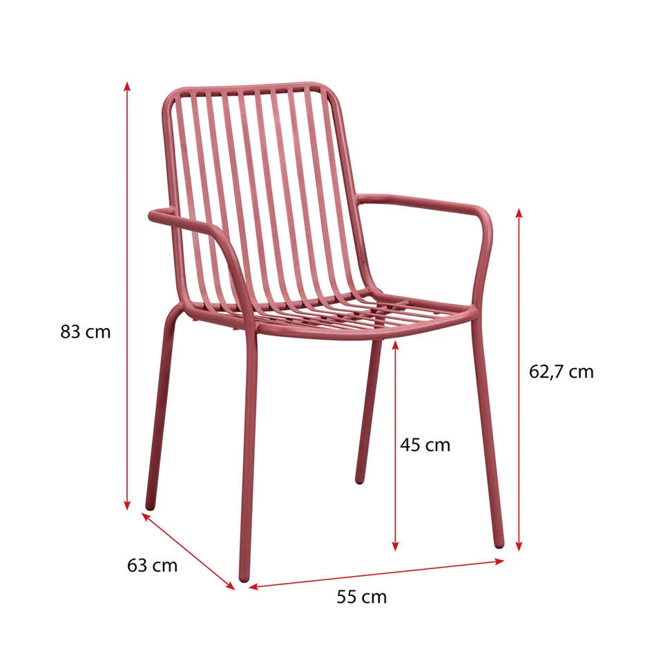 Stapelstoel Vence - Rood - 83x55x63 Cm - Afbeelding 2
