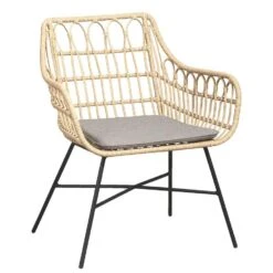 Le Sud Loungestoel Grimaud - Zwart/naturel - 82x70x67 Cm