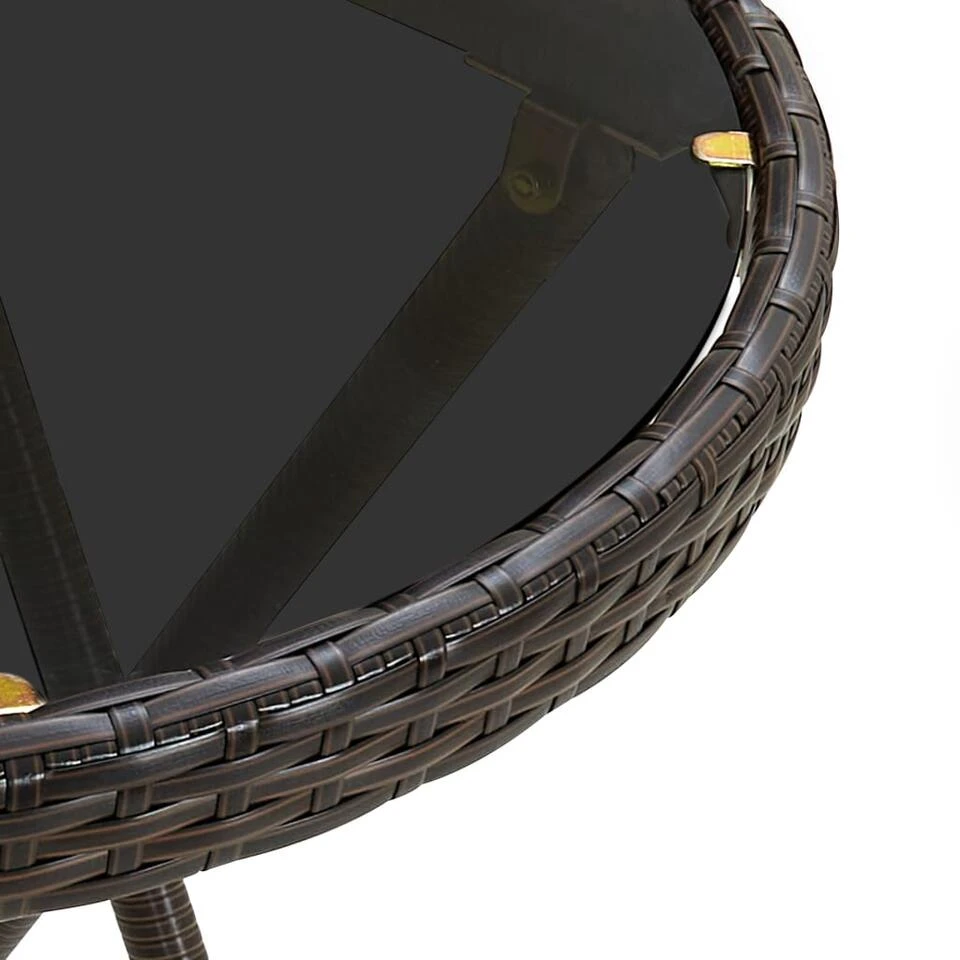 VidaXL Salontafel 60 Cm Poly Rattan En Gehard Glas Bruin - Afbeelding 4