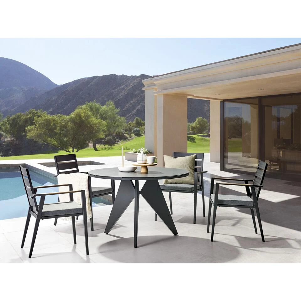 Beliani Tuinstoel TAVIANO - Zwart Aluminium - Afbeelding 2