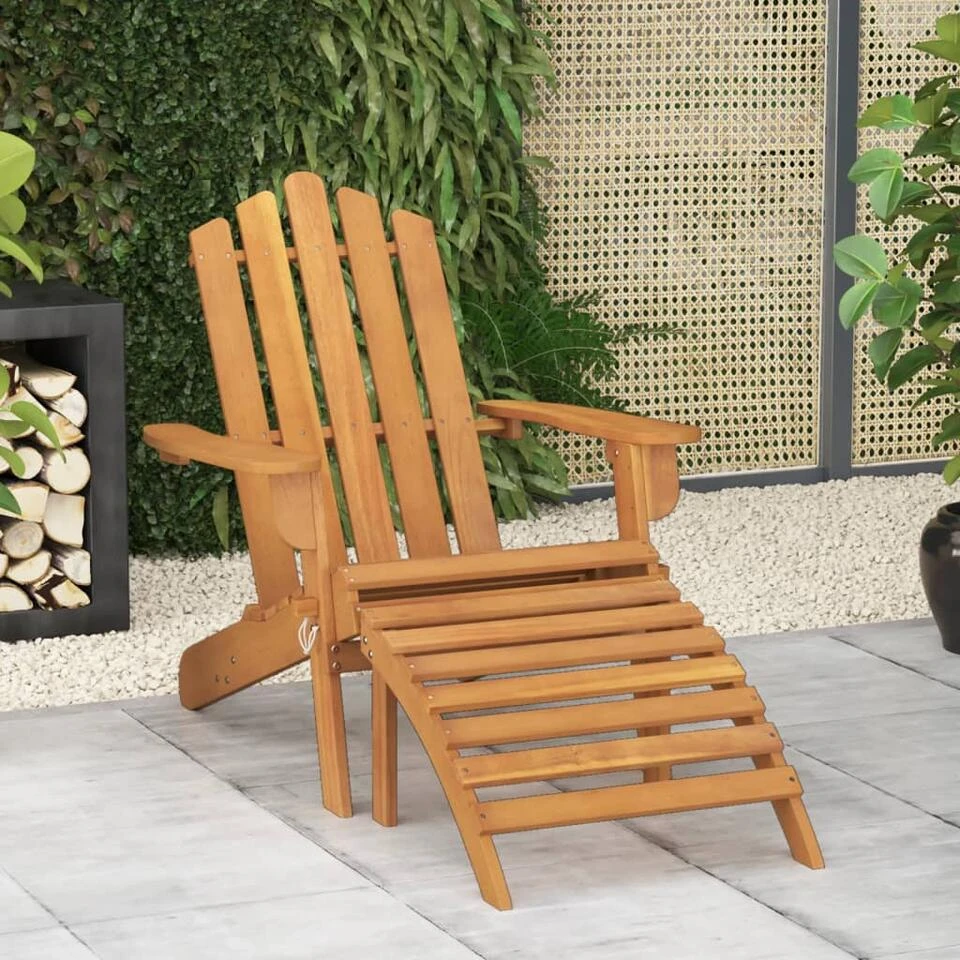 VidaXL Adirondack Tuinstoel Met Voetensteun Massief Acaciahout - Afbeelding 2