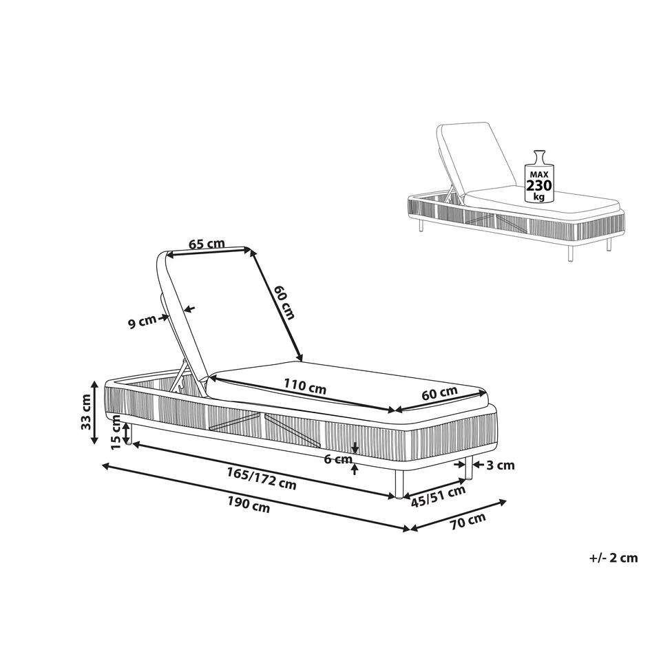 Beliani Tuinligstoel OSINI - Natuurlijk Pe Rotan - Afbeelding 3