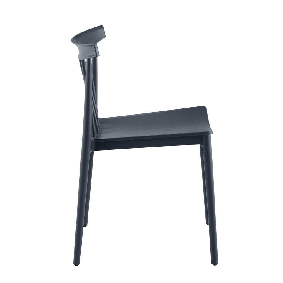 Giga Meubel Tuinstoelen Stapelbaar - Antraciet - Kunststof - Set Van 2 - Afbeelding 3