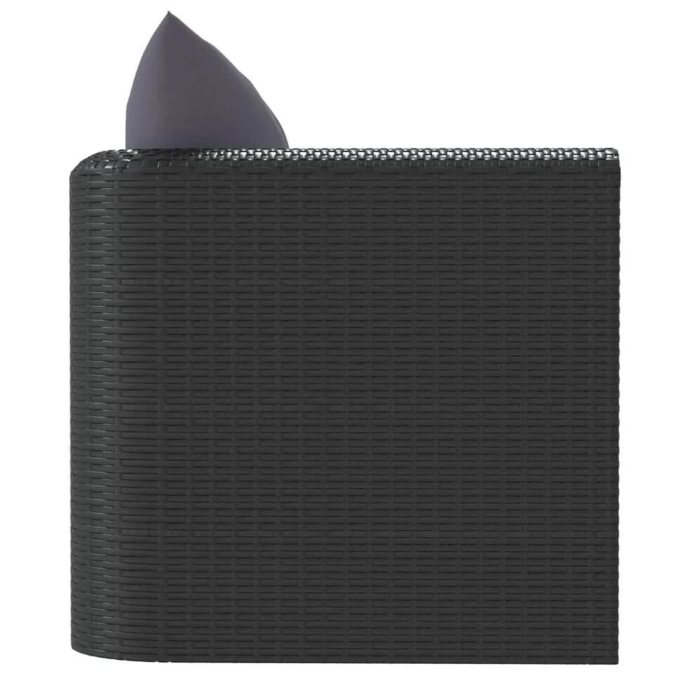 VidaXL Fauteuil Met Kussens Poly Rattan Zwart - Afbeelding 4